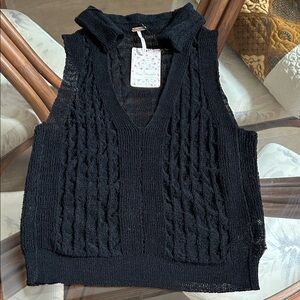Free People Black Knit Sweater Vest